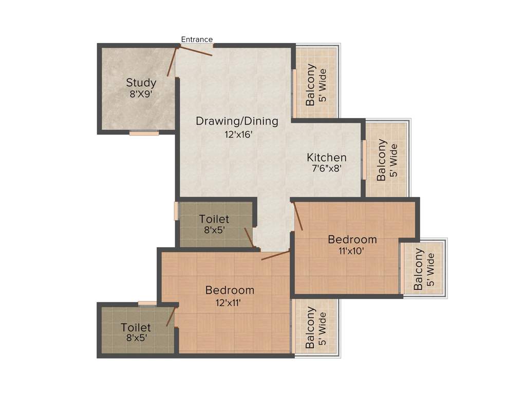 Geotech Pristine Avenue (2BHK+2T (1,245 sq ft) + Study Room 1245 sq ft)