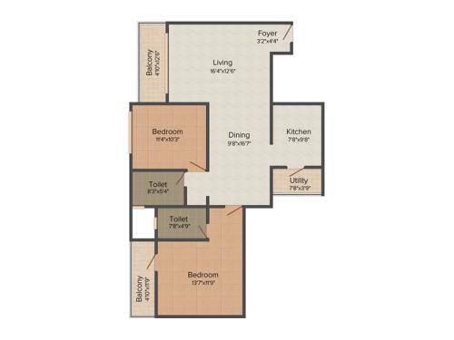 MJ Azaliya (2BHK+2T (1,249 sq ft) 1249 sq ft)