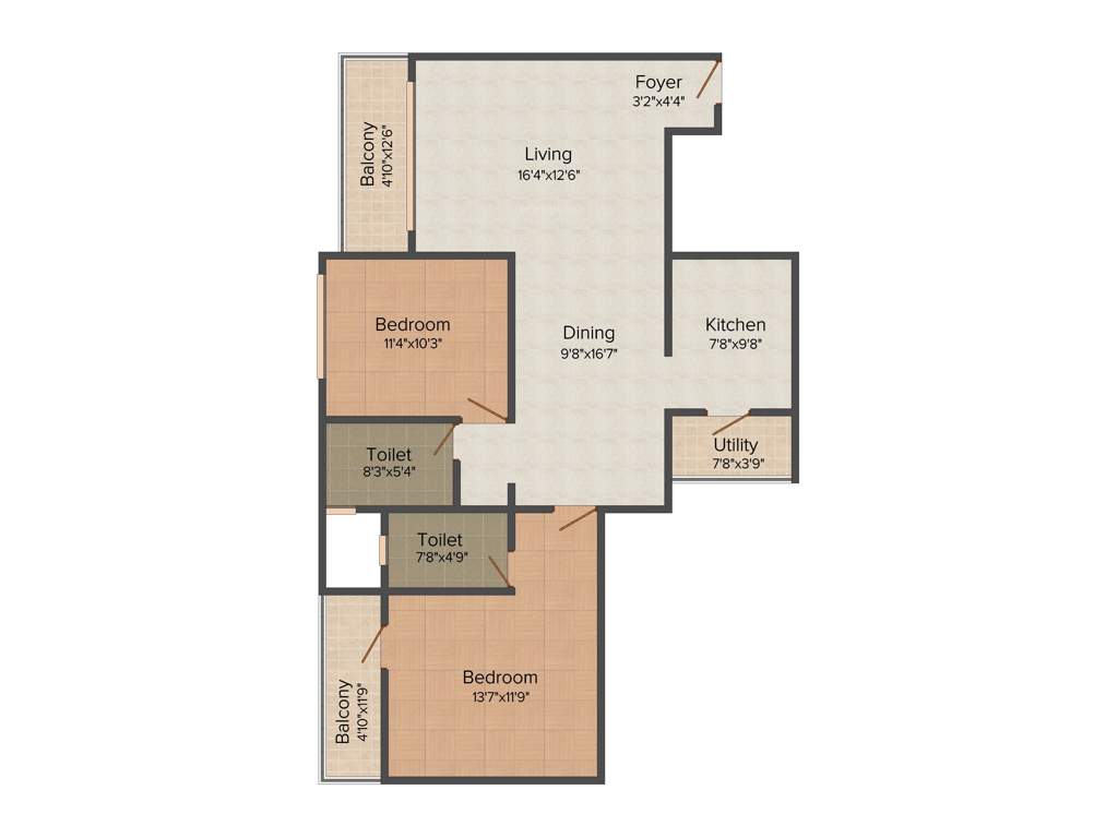 MJ Azaliya (2BHK+2T (1,249 sq ft) 1249 sq ft)