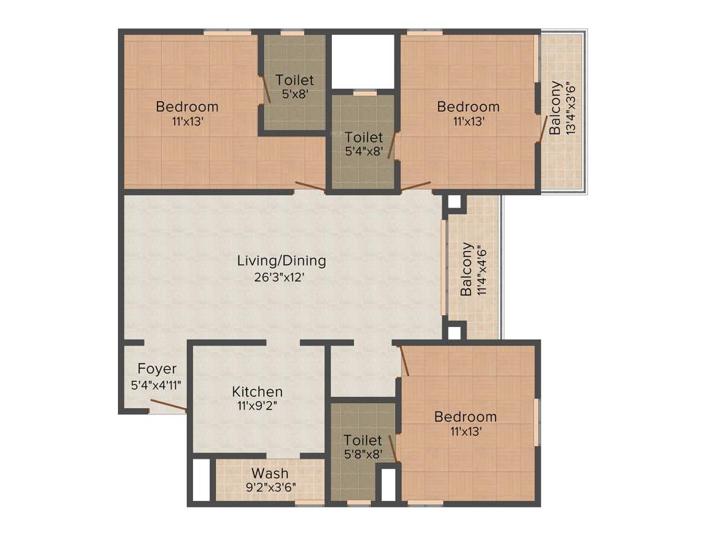 Tulive Horizon Residences (3BHK+3T (1,705 sq ft) 1705 sq ft)