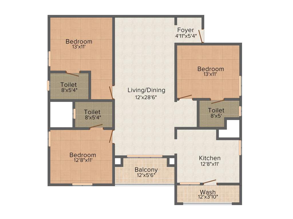 Tulive Horizon Residences (3BHK+3T (1,760 sq ft) 1760 sq ft)