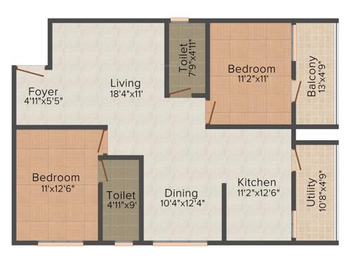 Divya VRS Citadel (2BHK+2T (1,277 sq ft) 1277 sq ft)