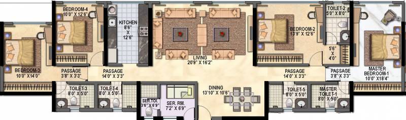 Raheja Reflections Eternity (4BHK+5T (1,705 sq ft) + Servant Room 1705 sq ft)