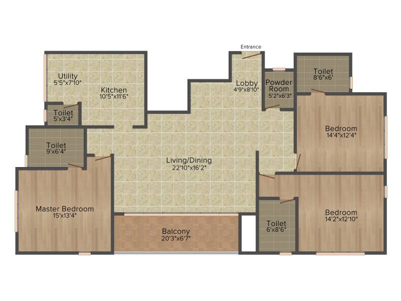 Prestige Spencer Heights (3BHK+4T (2,387 sq ft) + Servant Room 2387 sq ft)