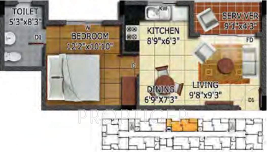 Radiance Mandarin (1BHK+1T (622 sq ft) 622 sq ft)