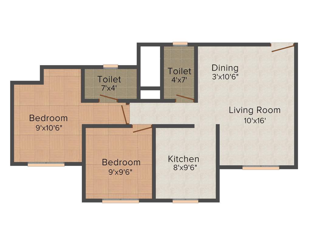 Rosa Gardenia (2BHK+2T (880 sq ft) 880 sq ft)