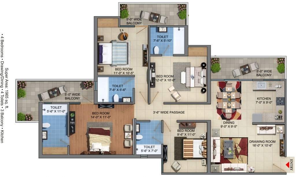 JM Florence (4BHK+4T (1,965 sq ft) + Servant Room 1965 sq ft)