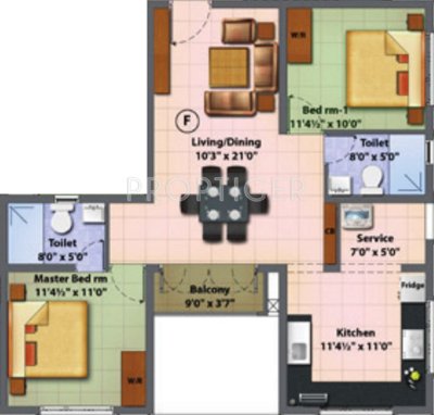 KGS Prime Rose (2BHK+2T (1,144 sq ft) 1144 sq ft)