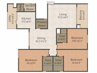 Legacy Soreno (3BHK+3T (2,120 sq ft)   Servant Room 2120 sq ft)