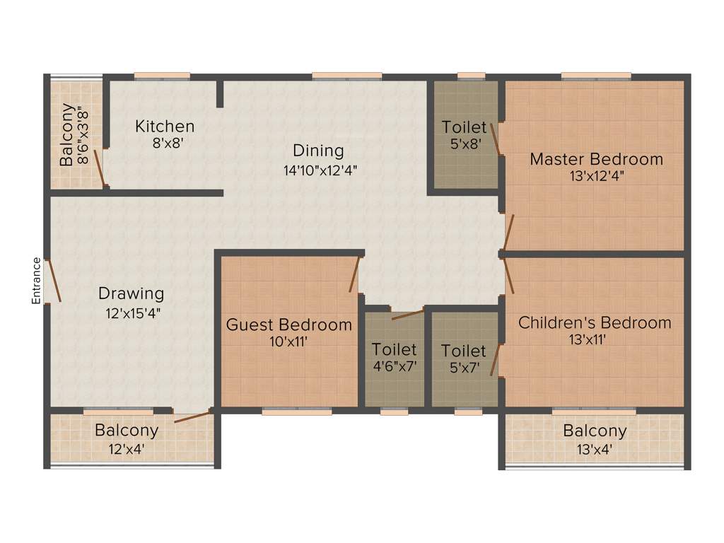 Sai White Midas (3BHK+3T (1,540 sq ft) 1540 sq ft)