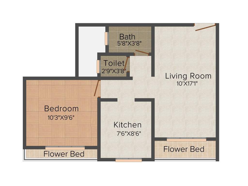 SD Bhalerao Prity Park 1BHK+1T (636 sq ft)