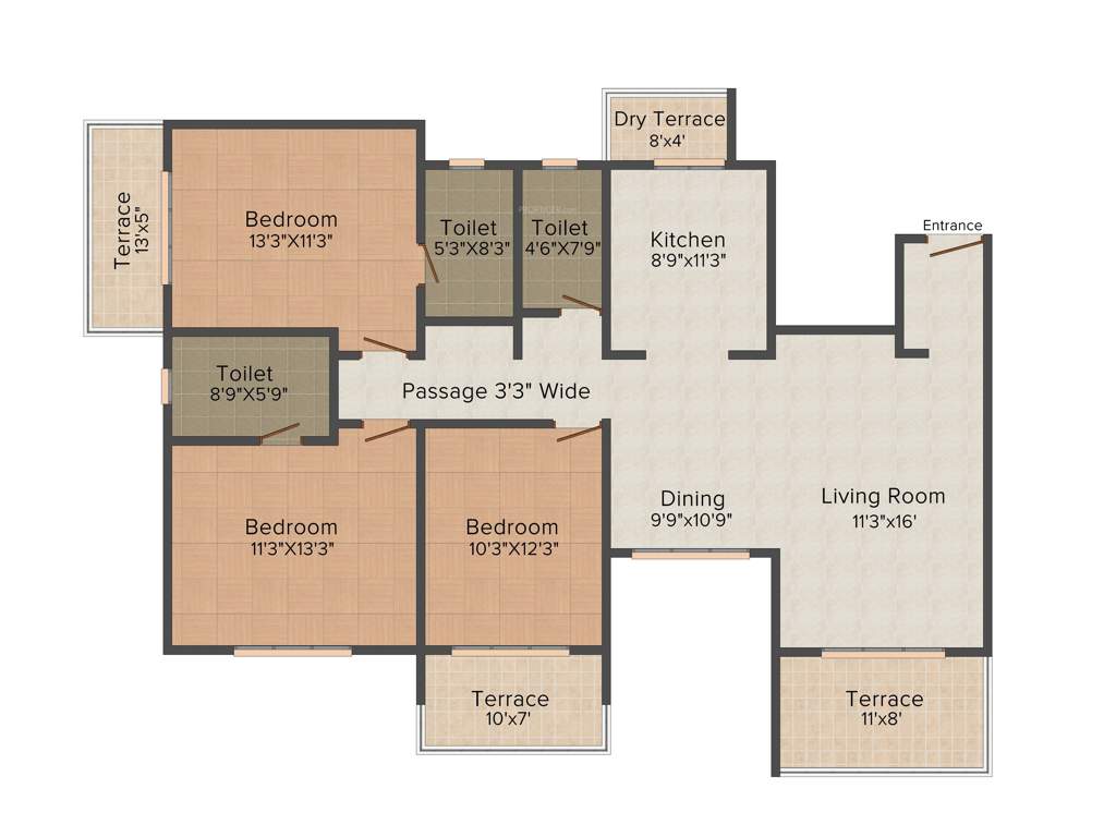 Regency Cosmos (3BHK+3T (1,600 sq ft) 1600 sq ft)