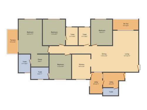 Sobha Garnet (4BHK+5T (2,600 sq ft)   Servant Room 2600 sq ft)