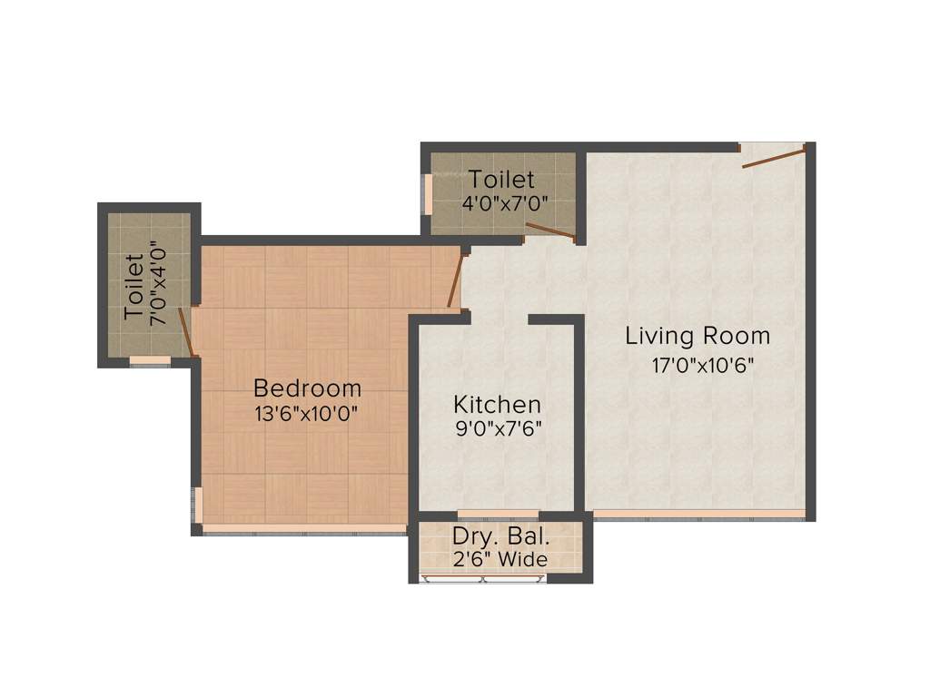 Ajmera Regalia (1BHK+2T (693 sq ft) 693 sq ft)