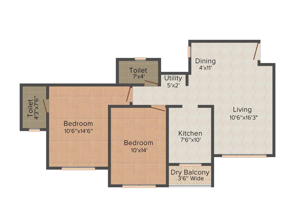 Ajmera Regalia (2BHK+2T (1,080 sq ft) 1080 sq ft)