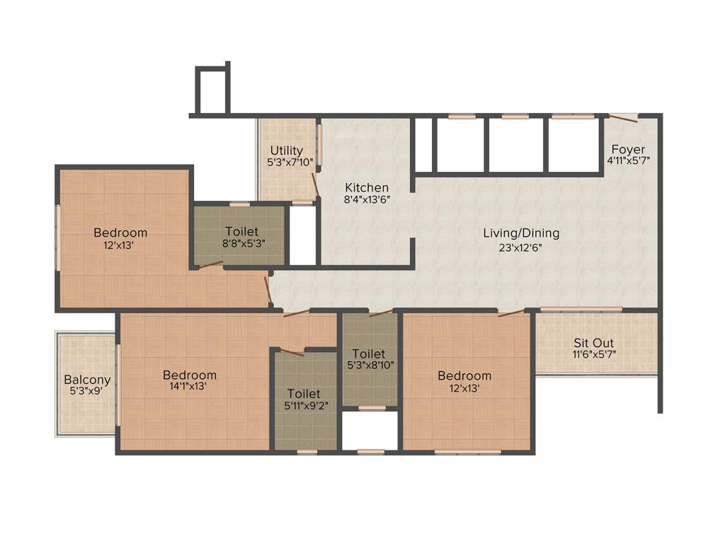 Sobha Marvella (3BHK+3T (1,846 sq ft) 1846 sq ft)