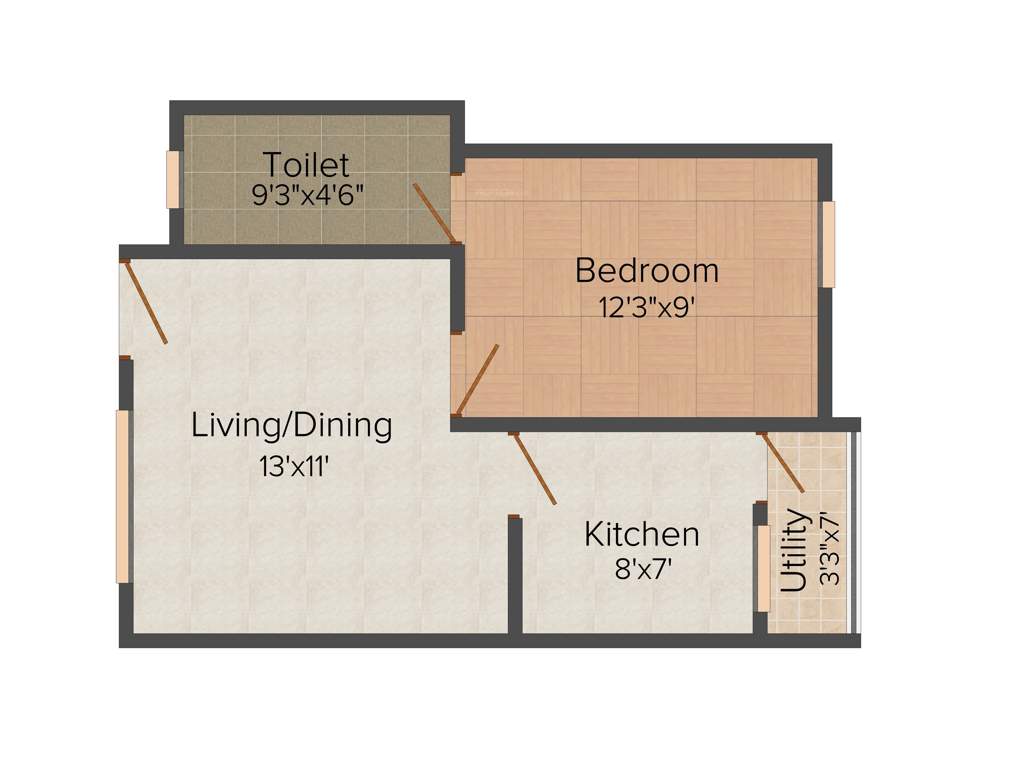 Yashva Classic Blue (1BHK+1T (598 sq ft) 598 sq ft)