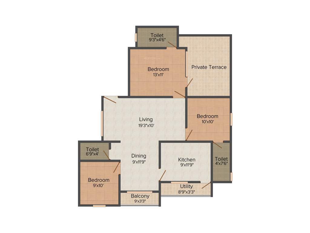 Yashva Classic Blue (3BHK+3T (1,356 sq ft) 1356 sq ft)