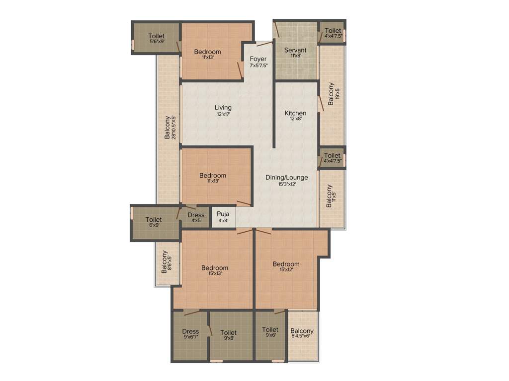 Sunshine Sunshine Helios (4BHK+5T (2,450 sq ft)   Servant Room 2450 sq ft)