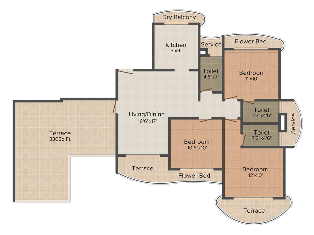 Paradise Sai Spring (3BHK+3T (1,800 sq ft) 1800 sq ft)