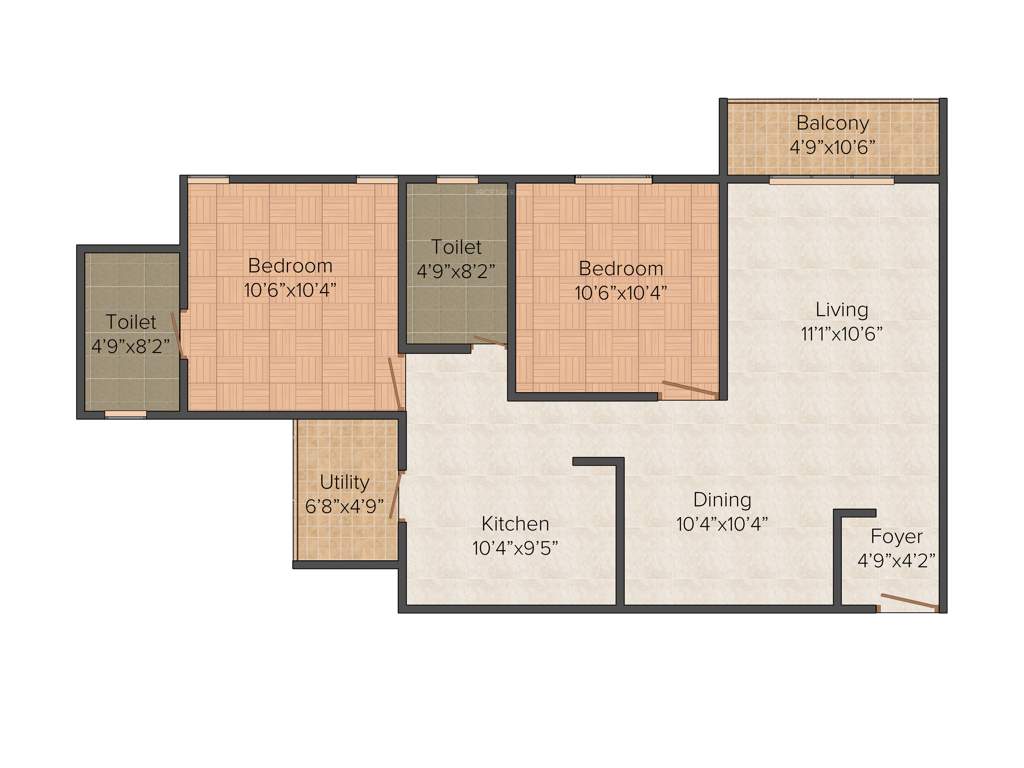 Purple Woods (2BHK+2T (1,113 sq ft) 1113 sq ft)