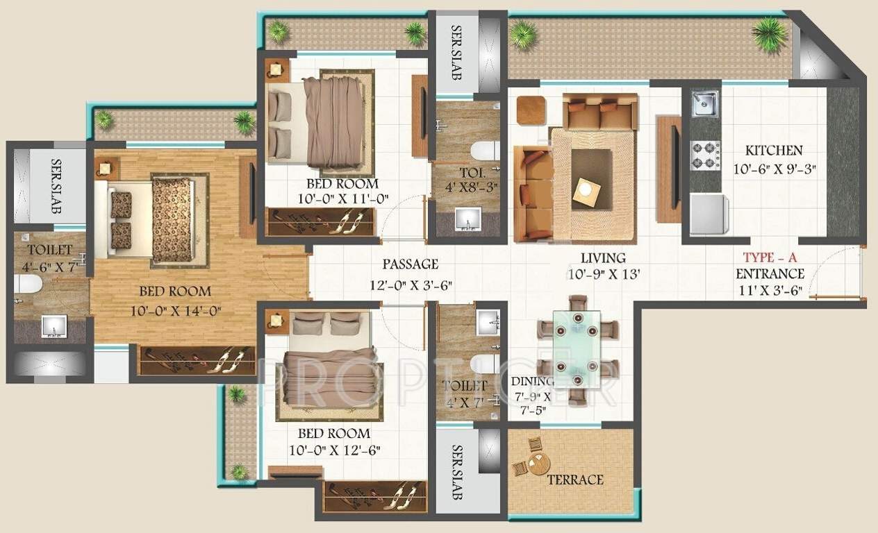 Harmony Sky Suites (3BHK+3T (1,575 sq ft) 1575 sq ft)