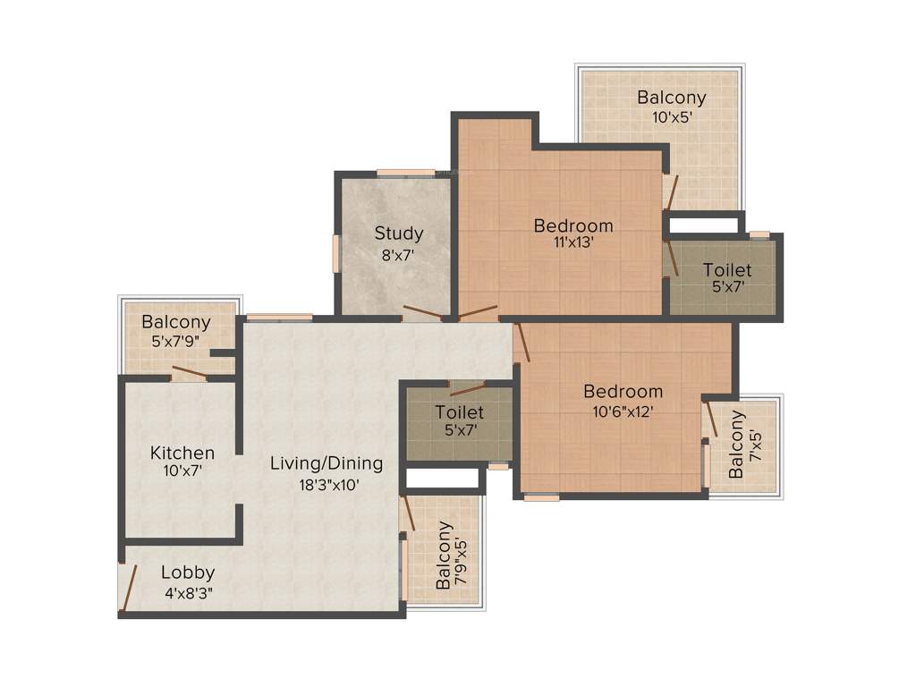 RG Luxury Homes (2BHK+3T (1,342 sq ft) + Study Room 1342 sq ft)