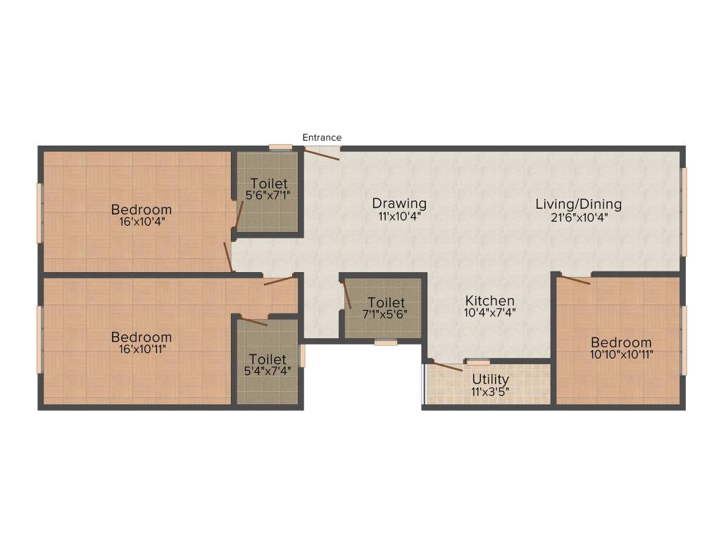 Trifecta Esplanade (3BHK+2T (1,460 sq ft) 1460 sq ft)