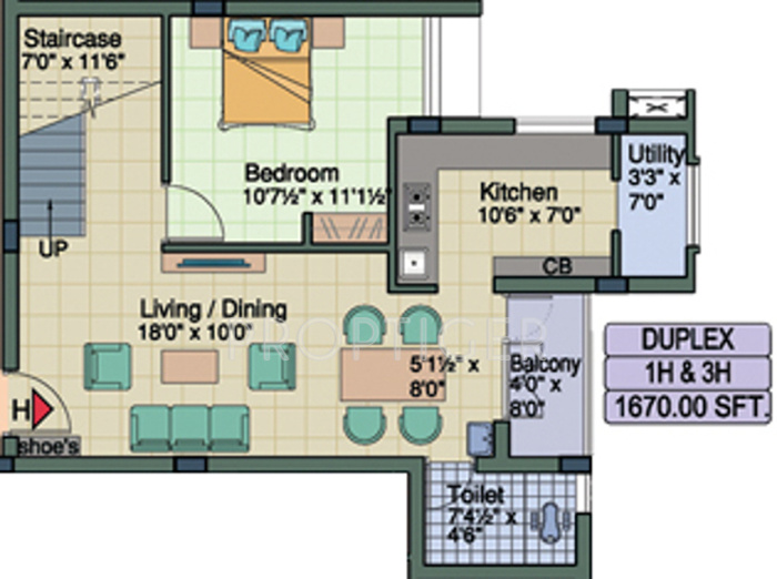 Queens Anugraha (3BHK+3T (1,670 sq ft) 1670 sq ft)