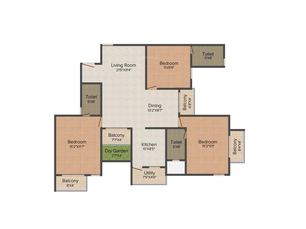 Confident Leo (3BHK+3T (1,684 sq ft) 1684 sq ft)