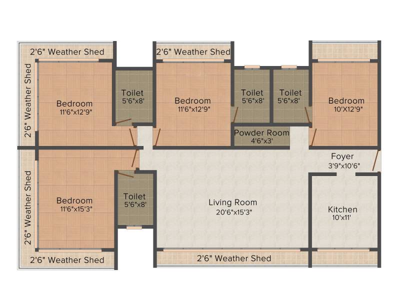 Mayfair Kumkum (4BHK+5T (1,365 sq ft) 1365 sq ft)