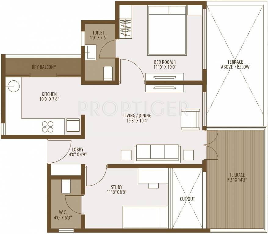 Gandhi Ayaan (1BHK+1T (794 sq ft) + Study Room 794 sq ft)
