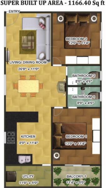 Ashrith Group RR Residency (2BHK+2T (1,166 sq ft) 1166 sq ft)
