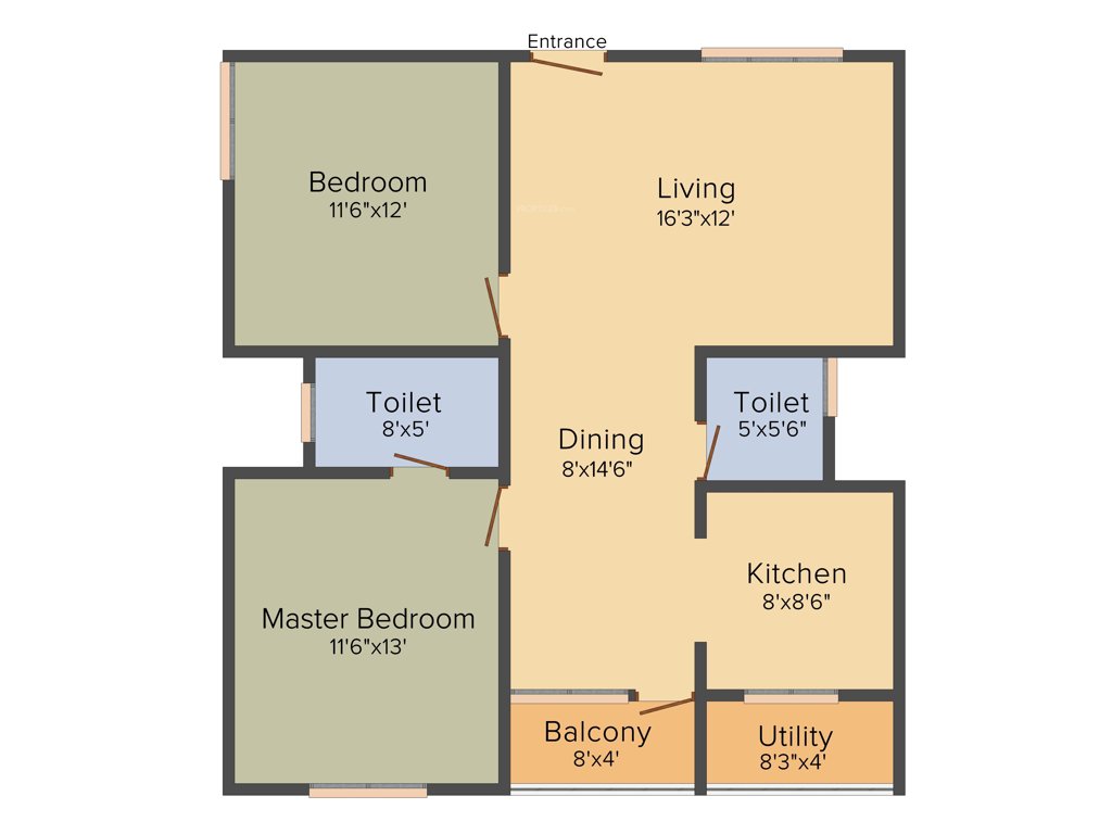 Richmond Lake View (2BHK+2T (1,125 sq ft) 1125 sq ft)