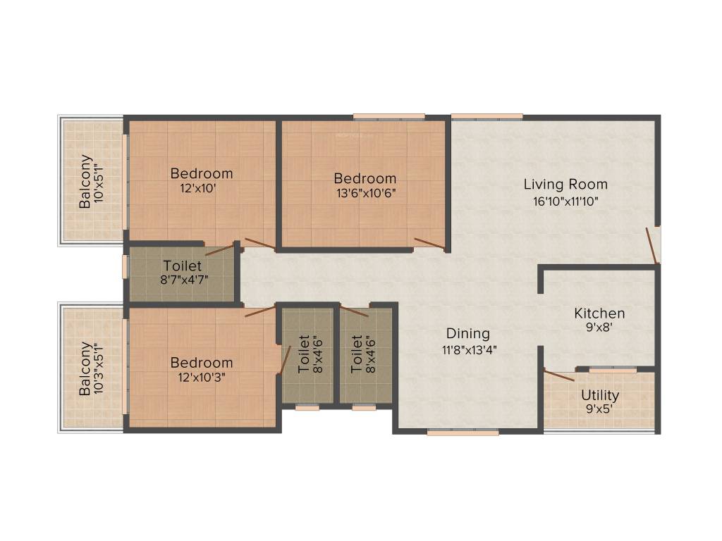 Eternity Serene (3BHK+2T (1,457 sq ft) 1457 sq ft)