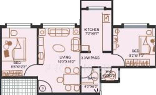 Evershine City (2BHK+2T (925 sq ft) 925 sq ft)