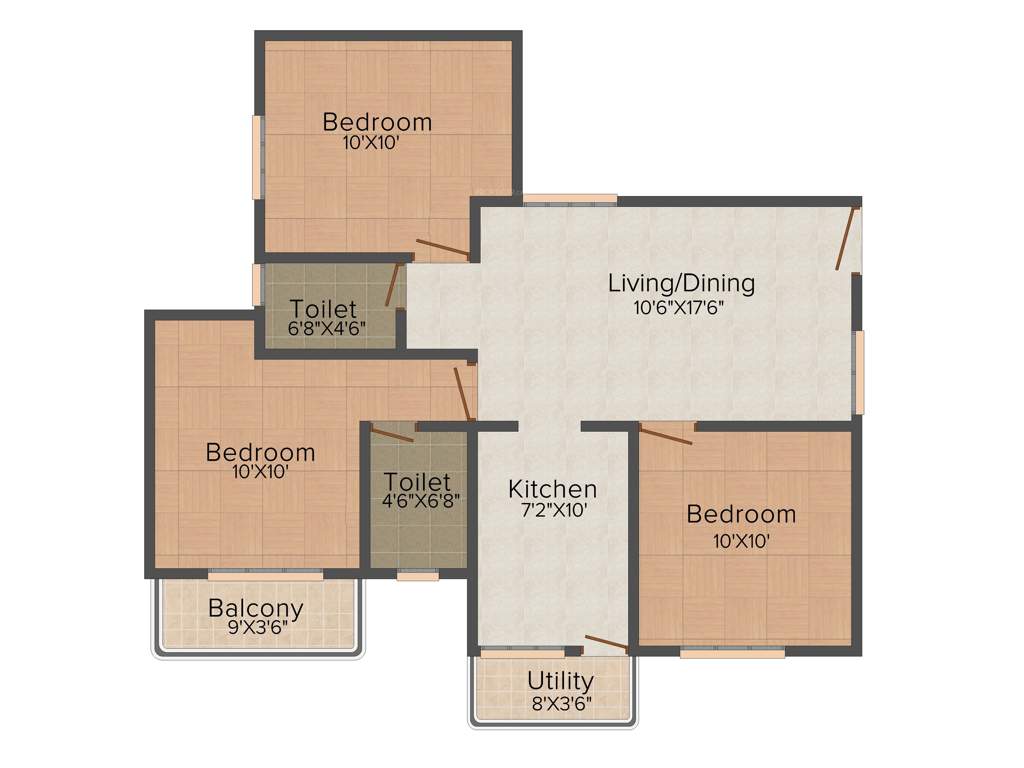 Aswani Aaeesha (3BHK+2T (925 sq ft) 925 sq ft)