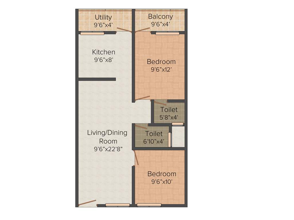 Manya Hi Living (2BHK+2T (860 sq ft) 860 sq ft)