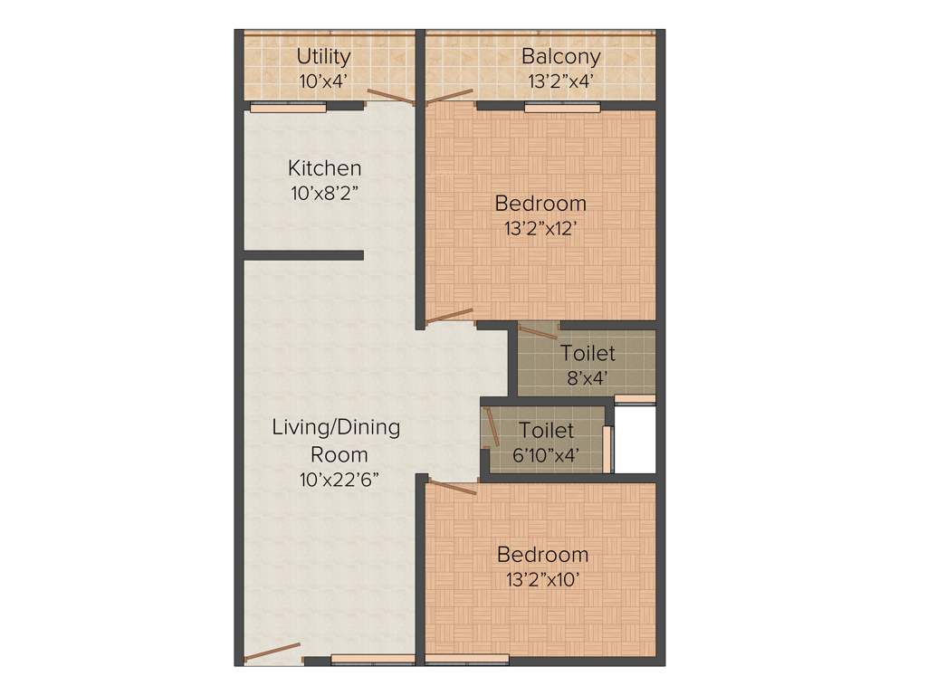 Manya Hi Living (2BHK+2T (1,036 sq ft) 1036 sq ft)