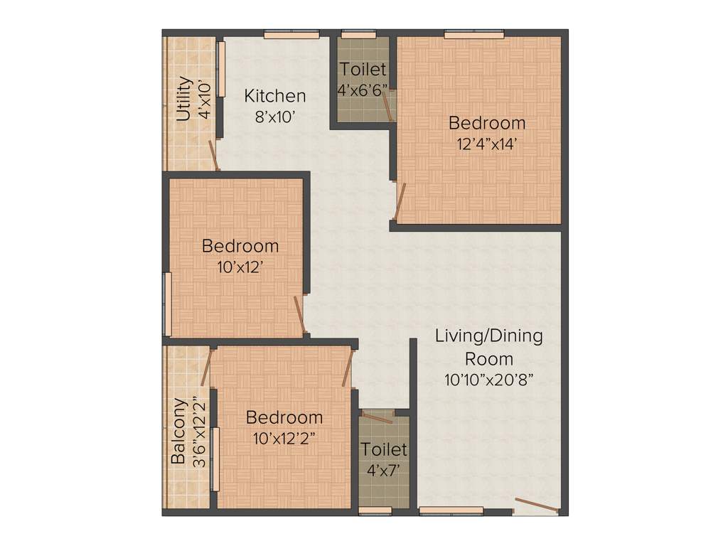 Manya Hi Living (3BHK+3T (1,300 sq ft) 1300 sq ft)