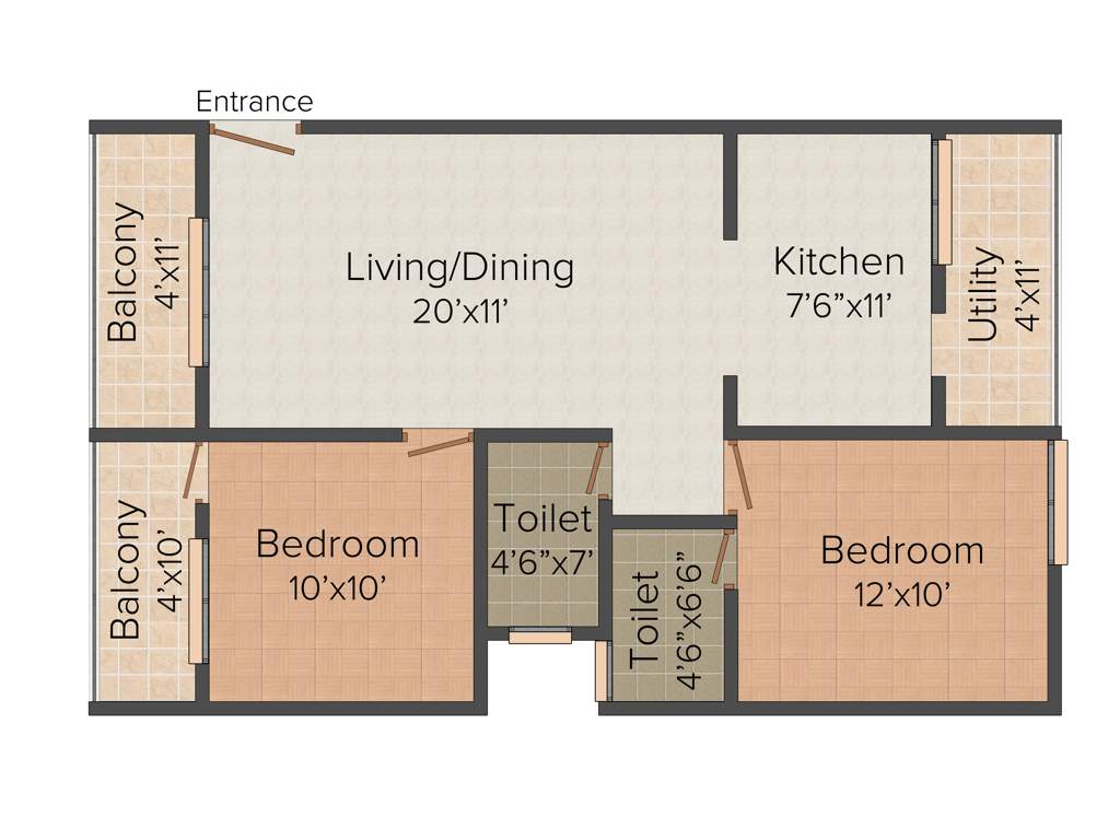 Shivaganga Silverline (2BHK+2T (1,005 sq ft) 1005 sq ft)
