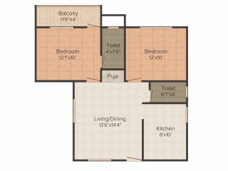 SP Shyams Yes Gee Yes (2BHK+2T (883 sq ft) 883 sq ft)