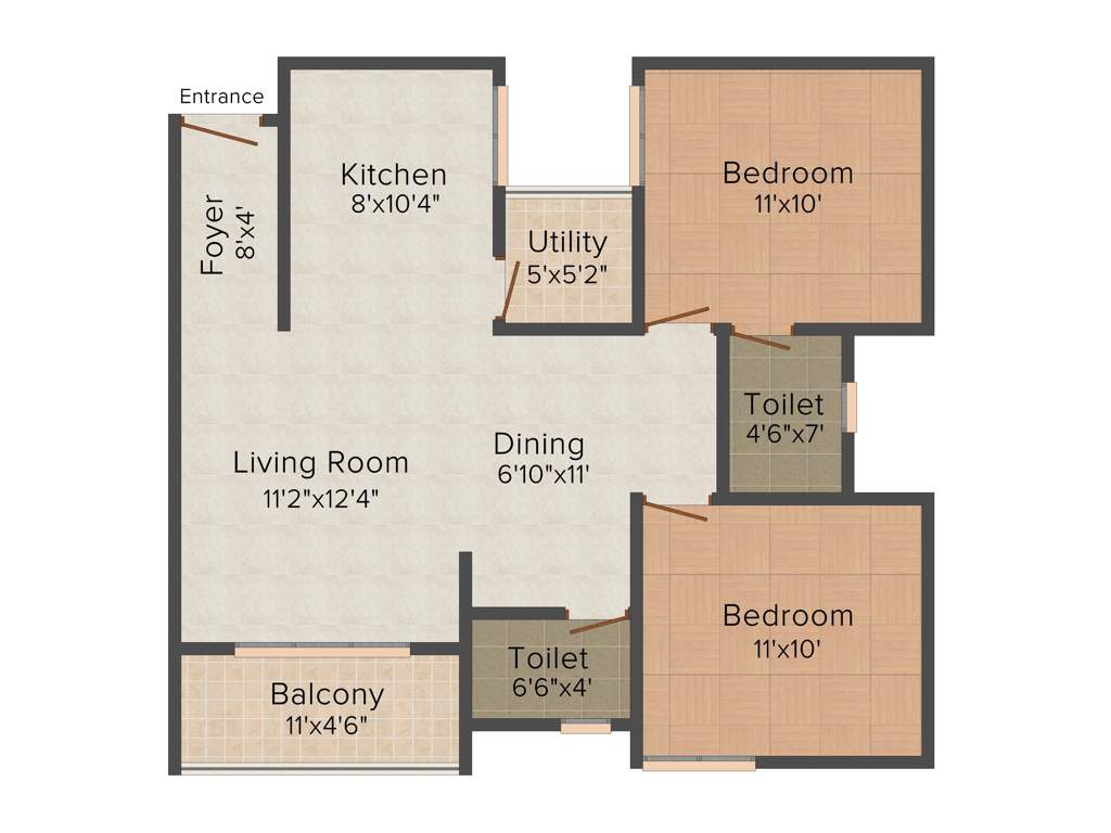 AMR Oaks (2BHK+2T (924 sq ft) 924 sq ft)