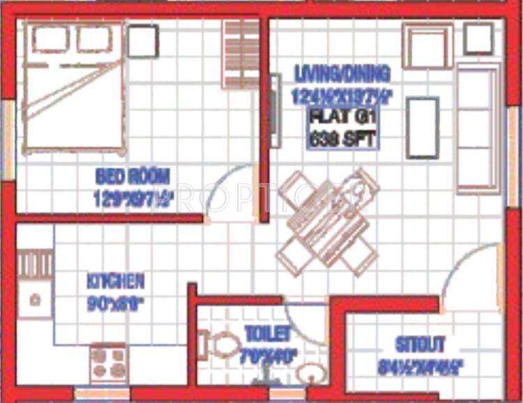 Oyester Ecstacy (1BHK+1T (638 sq ft) 638 sq ft)