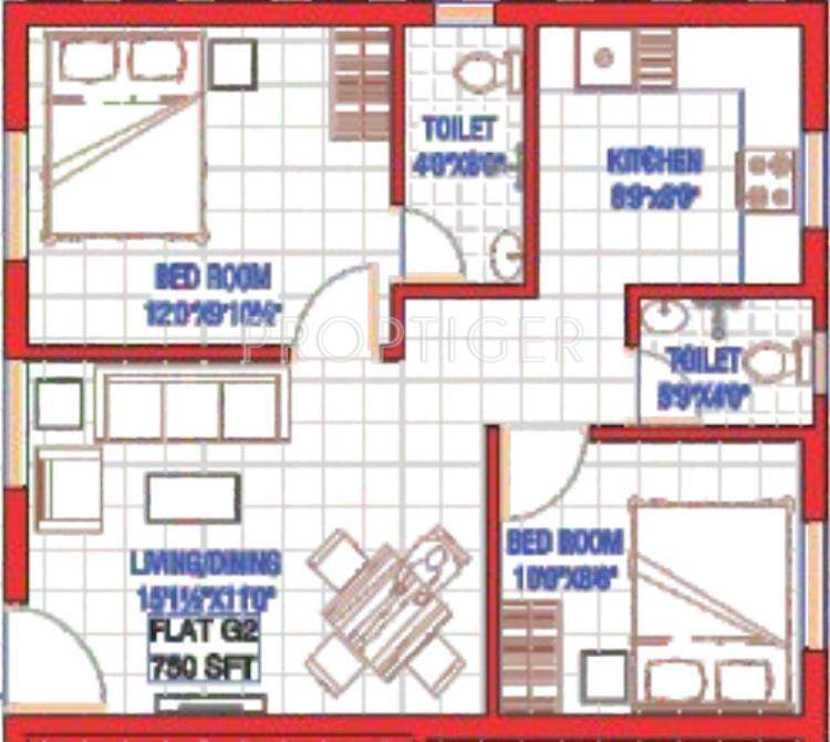 Oyester Ecstacy (2BHK+2T (750 sq ft) 750 sq ft)
