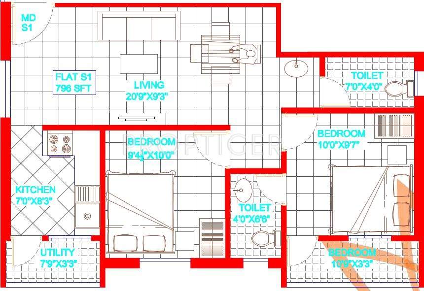 Oyester Aashirwad (2BHK+2T (779 sq ft) 779 sq ft)