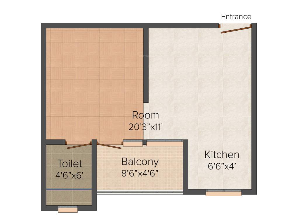 Shubhkamna Loginn Serviced Apartments (1BHK+1T (530 sq ft) 530 sq ft)