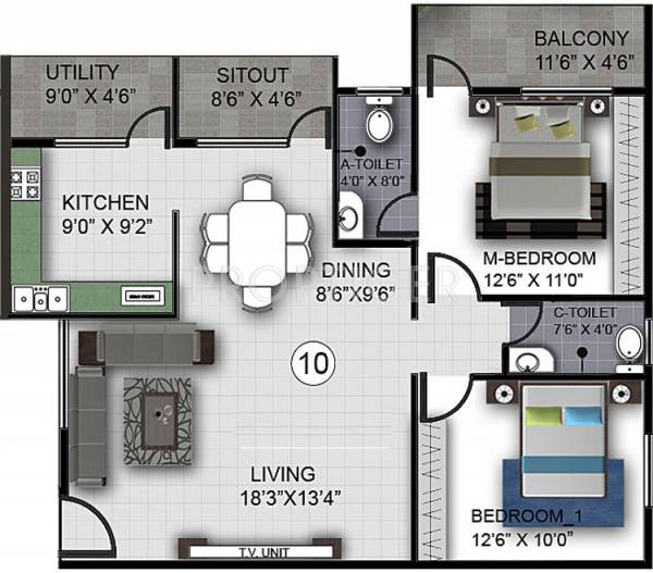 Splendid Eternity (2BHK+2T (1,207 sq ft) 1207 sq ft) Splendid Eternity (2BHK+2T (1,207 sq ft) 1207 sq ft)