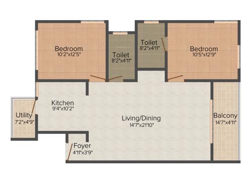Bren Paddington (2BHK+2T (1,178 sq ft) 1178 sq ft)