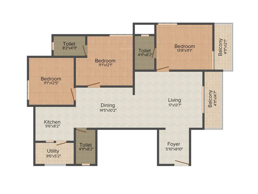 Bren Paddington (3BHK+3T (1,704 sq ft) 1704 sq ft)